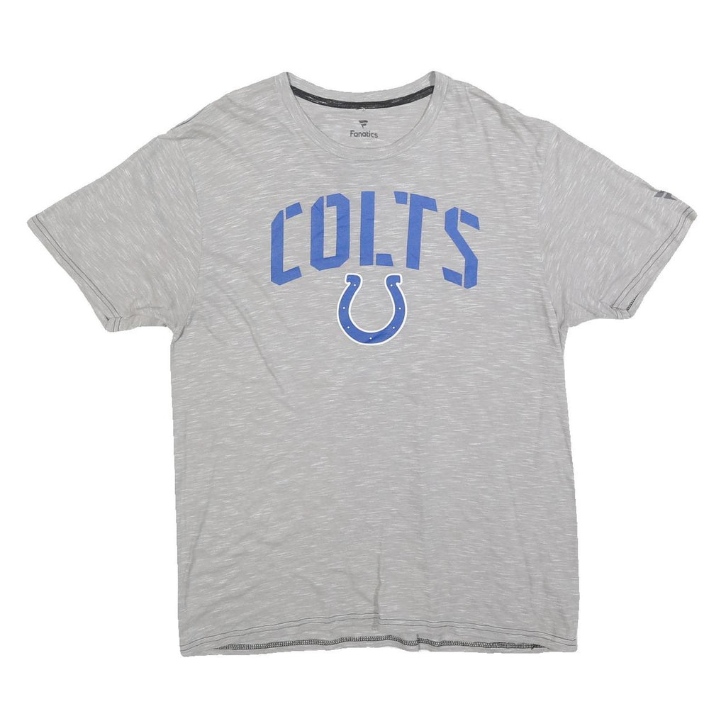 FANATICS Mens Grey Colts Graphic T-Shirt L Short Sleeve Crew Neck Sports