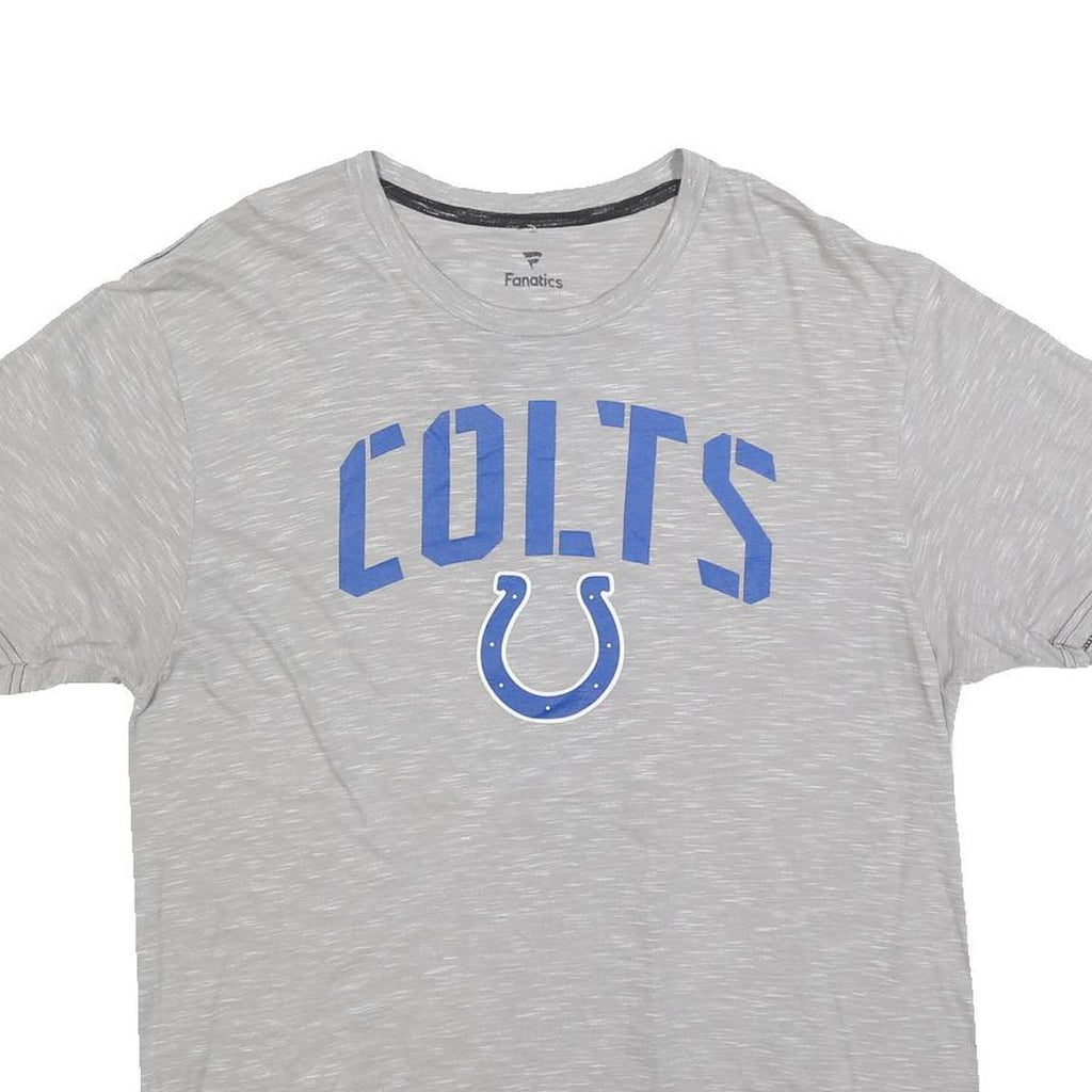 FANATICS Mens Grey Colts Graphic T-Shirt L Short Sleeve Crew Neck Sports