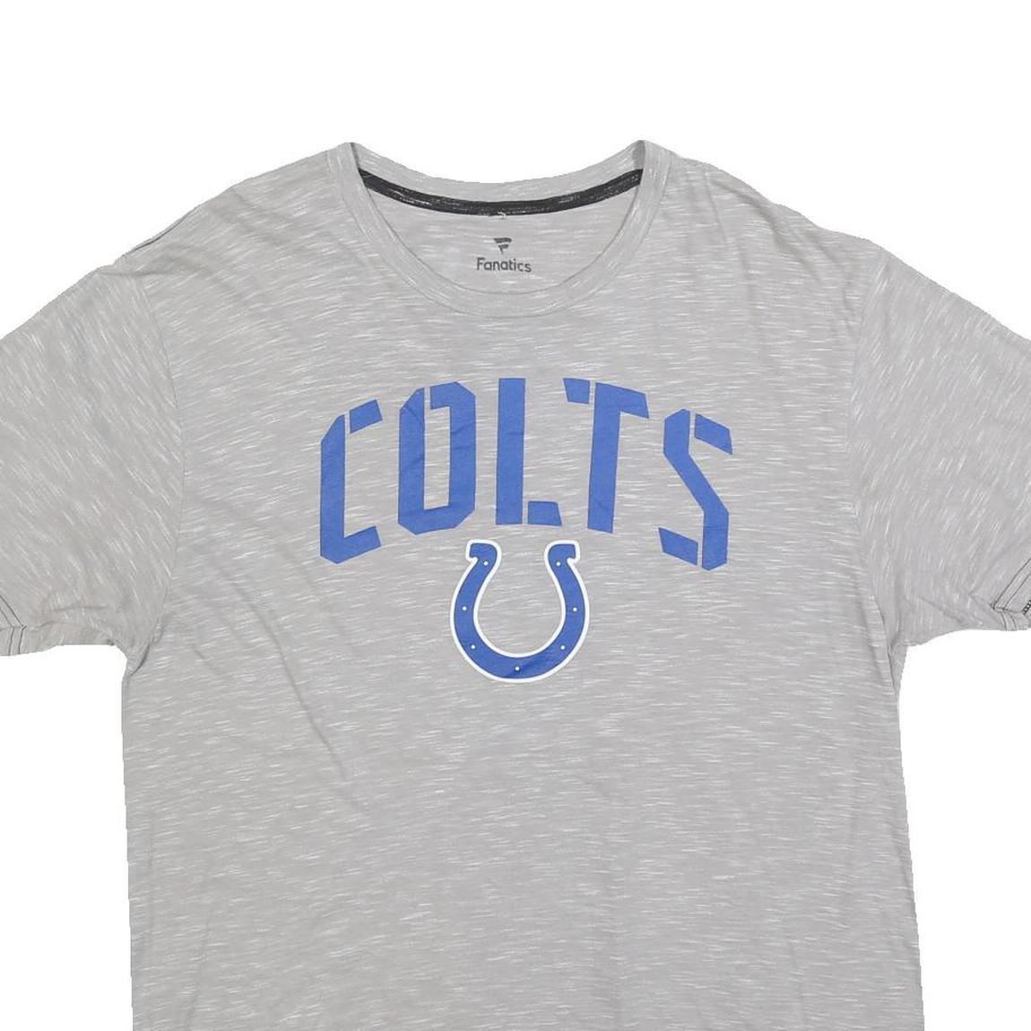 FANATICS Mens Grey Colts Graphic T-Shirt L Short Sleeve Crew Neck Sports