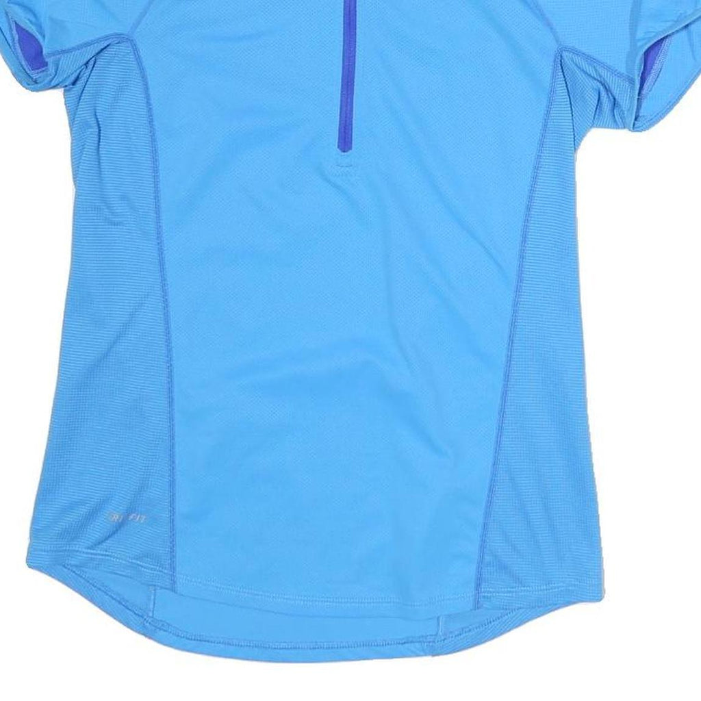 NIKE Mens Blue & Purple Sporty T-Shirt M Short Sleeve Quarter Zip Collar