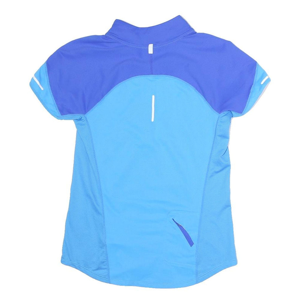 NIKE Mens Blue & Purple Sporty T-Shirt M Short Sleeve Quarter Zip Collar