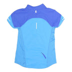 NIKE Mens Blue & Purple Sporty T-Shirt M Short Sleeve Quarter Zip Collar
