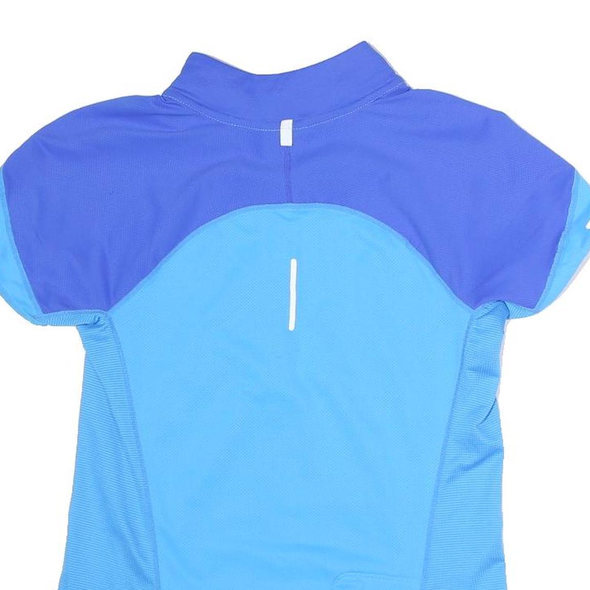 NIKE Mens Blue & Purple Sporty T-Shirt M Short Sleeve Quarter Zip Collar