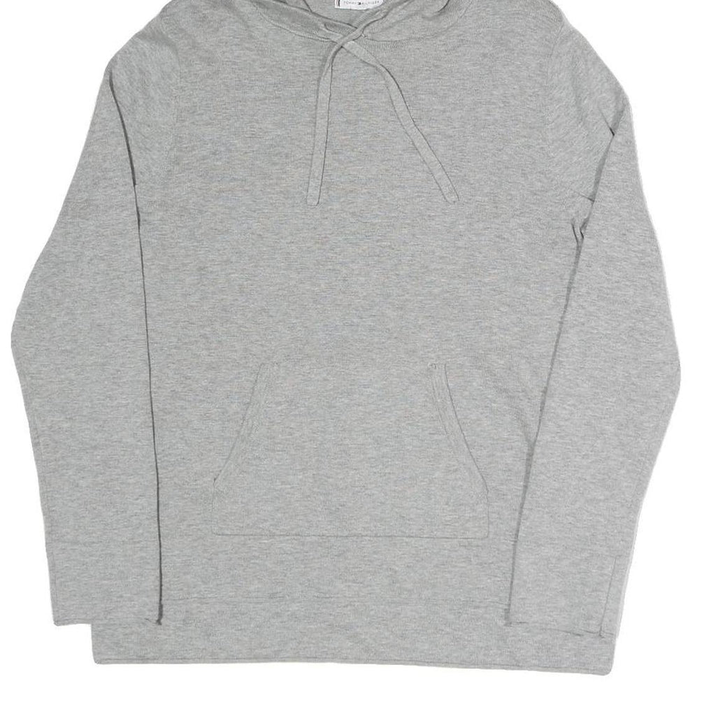 TOMMY HILFIGER Womens Grey Pullover M Cotton Blend Drawstring Kangaroo Pocket