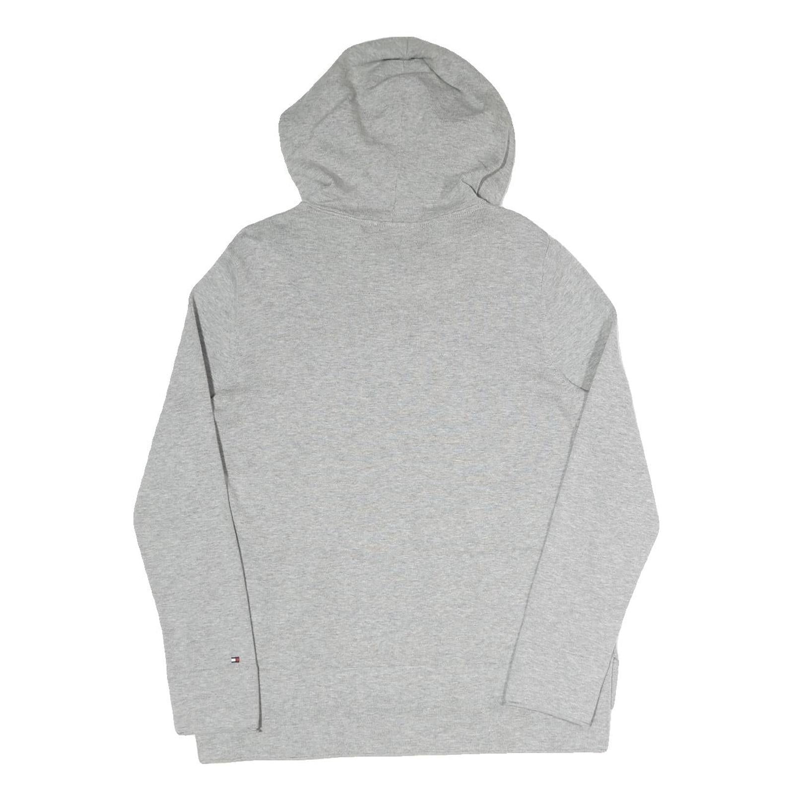 TOMMY HILFIGER Womens Grey Pullover M Cotton Blend Drawstring Kangaroo Pocket