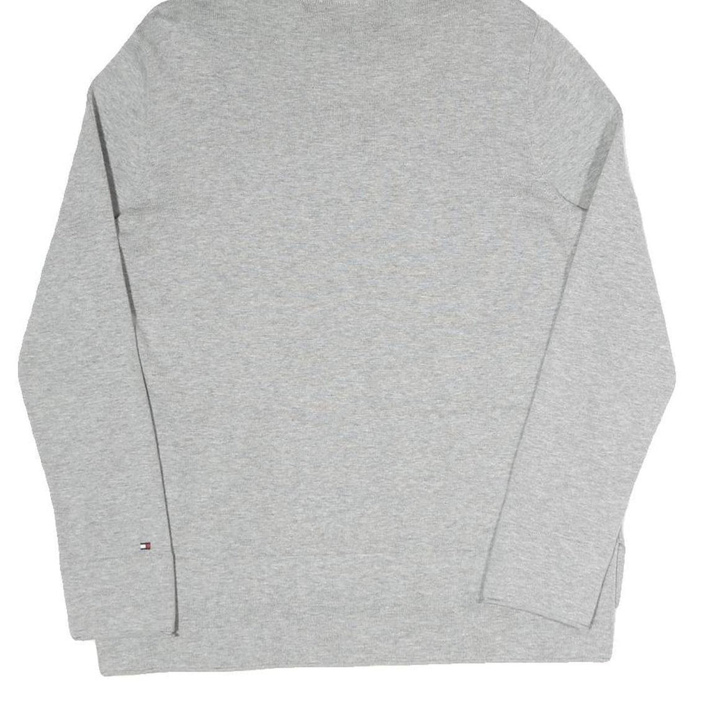 TOMMY HILFIGER Womens Grey Pullover M Cotton Blend Drawstring Kangaroo Pocket
