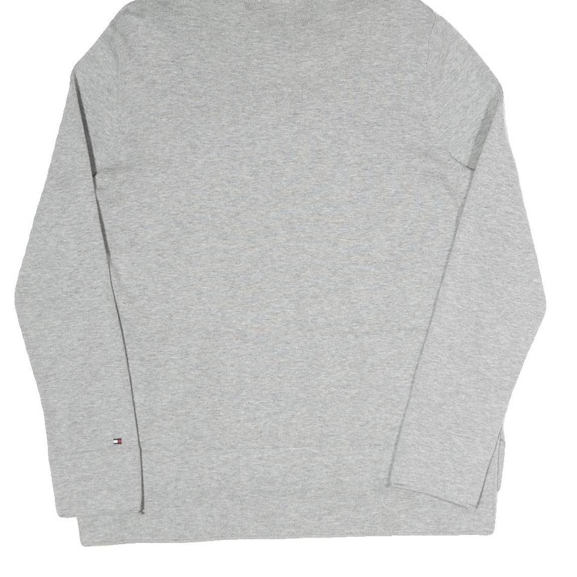 TOMMY HILFIGER Womens Grey Pullover M Cotton Blend Drawstring Kangaroo Pocket