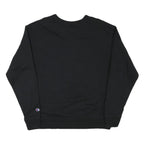 CHAMPION Mens Black Crew Neck L Sweatshirt Cotton Blend Pullover Classic Logo