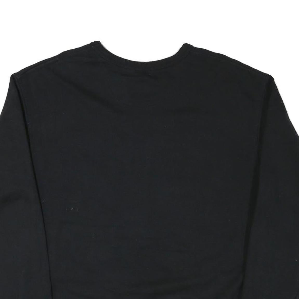 CHAMPION Mens Black Crew Neck L Sweatshirt Cotton Blend Pullover Classic Logo