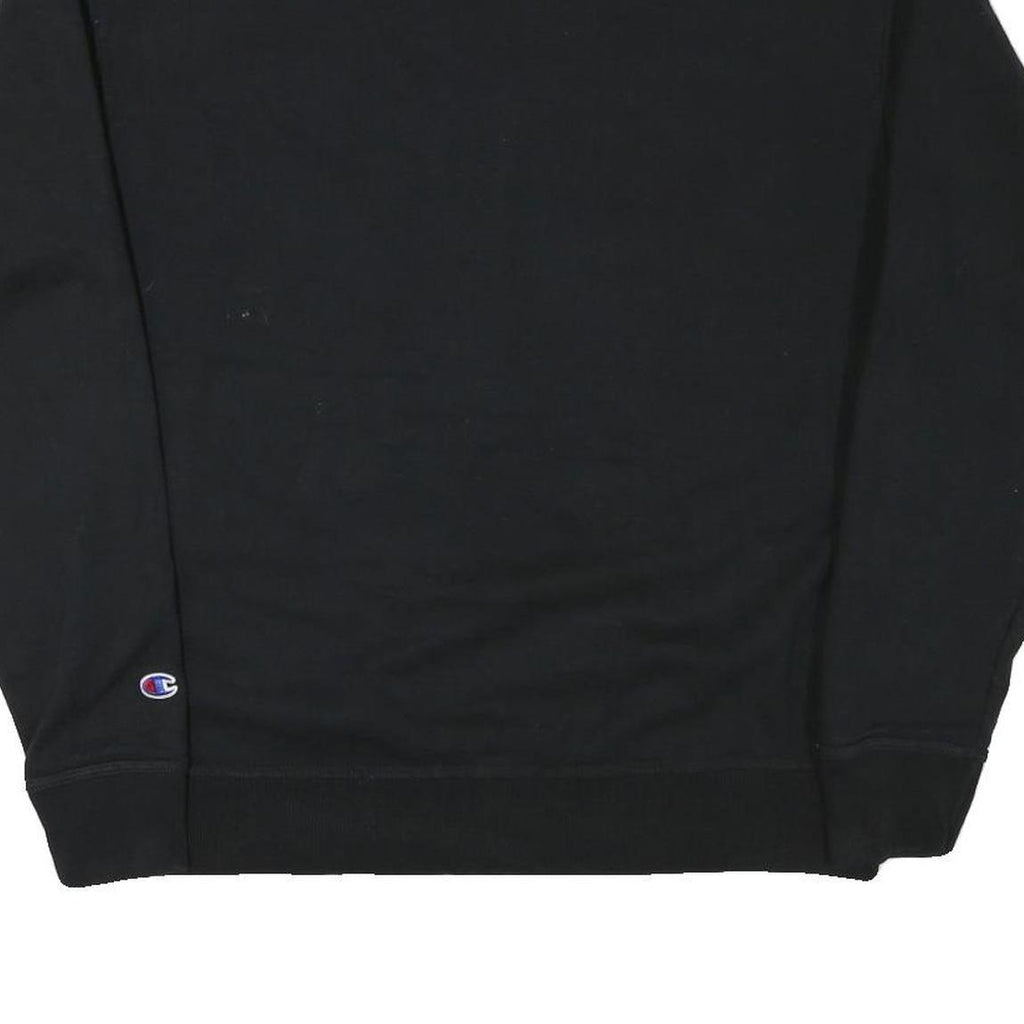 CHAMPION Mens Black Crew Neck L Sweatshirt Cotton Blend Pullover Classic Logo