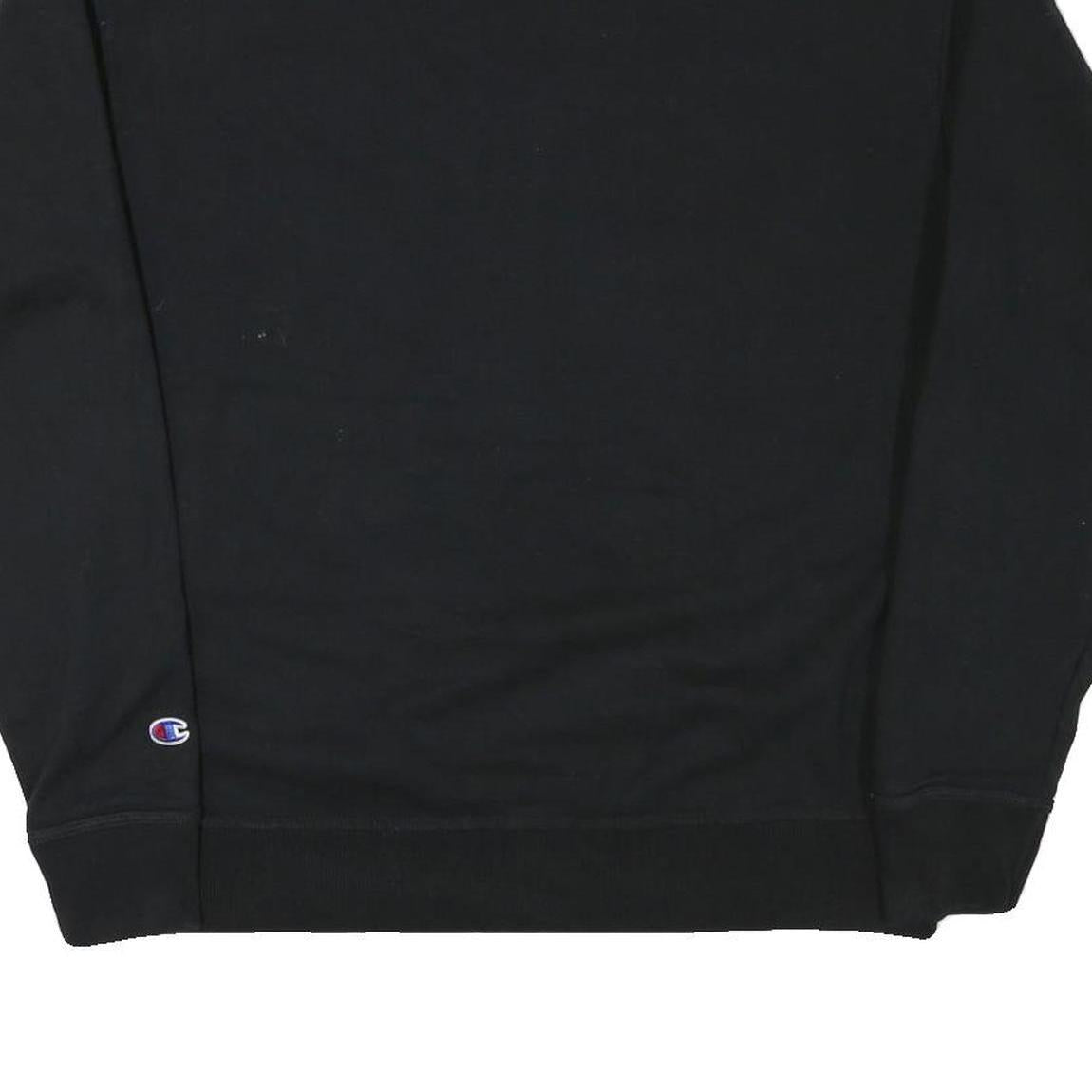 CHAMPION Mens Black Crew Neck L Sweatshirt Cotton Blend Pullover Classic Logo