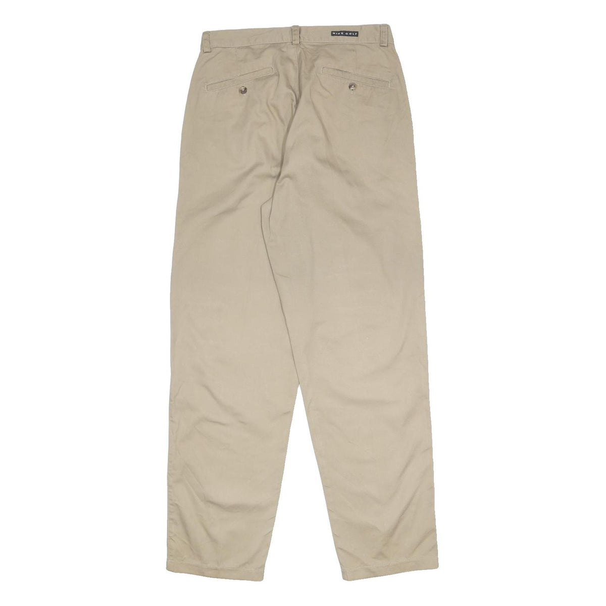 NIKE Mens Cotton Beige Regular Tapered Trousers W32 L32 Zip Closure Casual