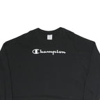 CHAMPION Womens Black Cropped Crew Neck Sweatshirt M Cotton Blend Logo