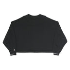 CHAMPION Womens Black Cropped Crew Neck Sweatshirt M Cotton Blend Logo