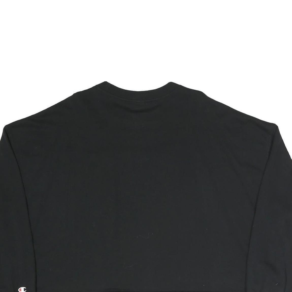 CHAMPION Womens Black Cropped Crew Neck Sweatshirt M Cotton Blend Logo