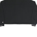 CHAMPION Womens Black Cropped Crew Neck Sweatshirt M Cotton Blend Logo