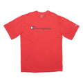 CHAMPION Mens Red Graphic T-Shirt L Short Sleeve Crew Neck Cotton Blend Casual
