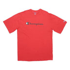 CHAMPION Mens Red Graphic T-Shirt L Short Sleeve Crew Neck Cotton Blend Casual