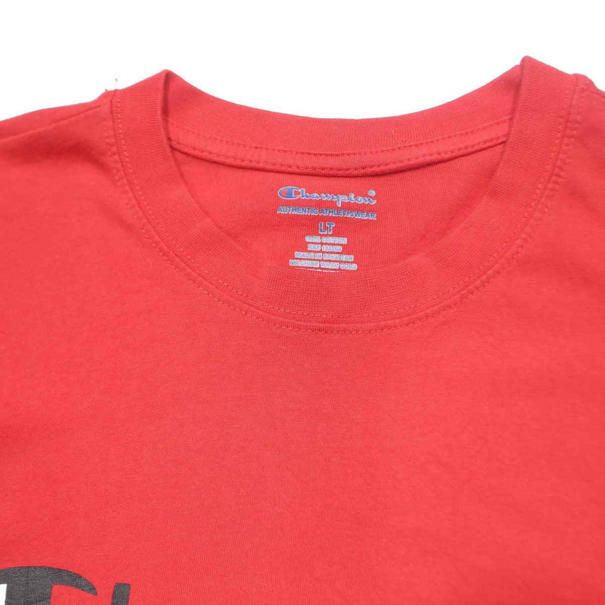 CHAMPION Mens Red Graphic T-Shirt L Short Sleeve Crew Neck Cotton Blend Casual