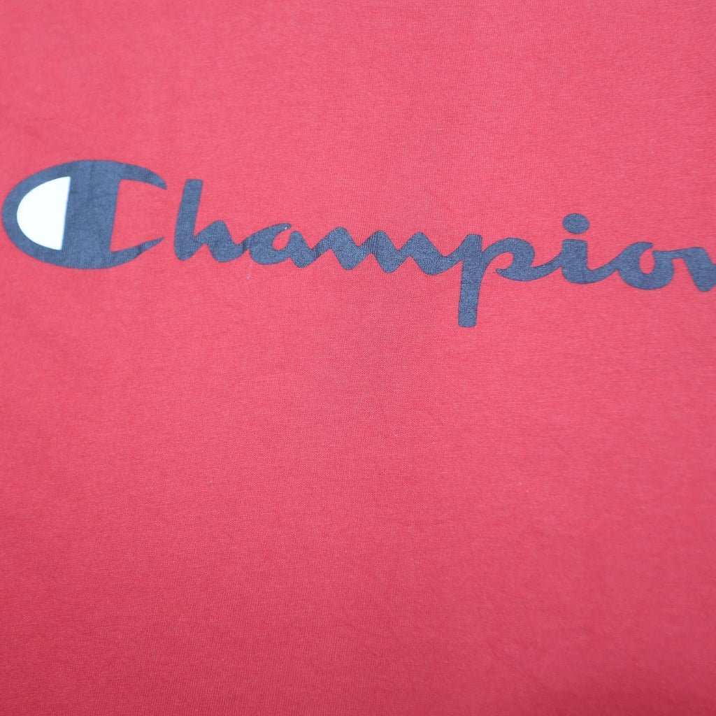 CHAMPION Mens Red Graphic T-Shirt L Short Sleeve Crew Neck Cotton Blend Casual