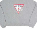 GUESS Womens Grey Sweatshirt S Crew Neck Logo Cropped Pullover Cotton Blend
