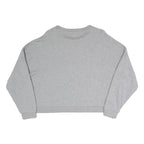 GUESS Womens Grey Sweatshirt S Crew Neck Logo Cropped Pullover Cotton Blend