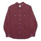 LEVI'S Mens Maroon Cotton Shirt L Western Style Button Front Casual Workwear