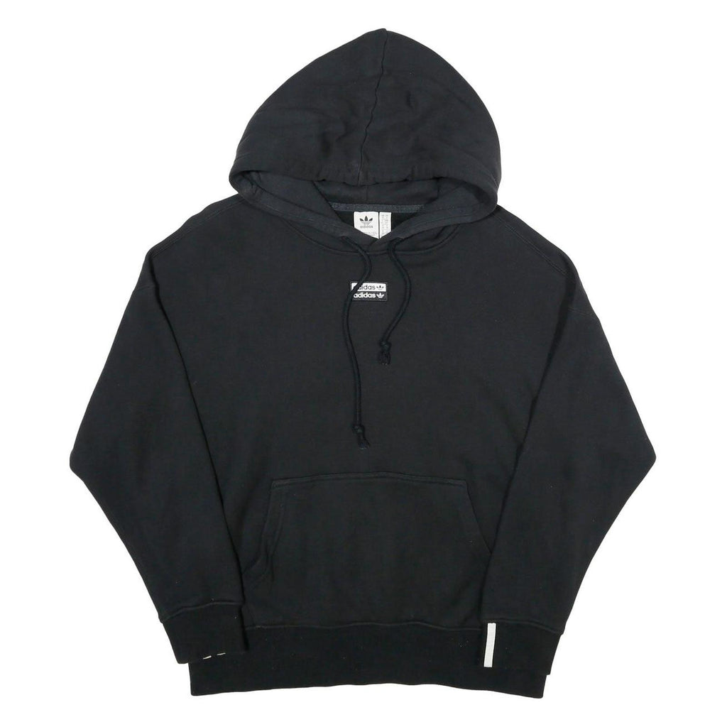 ADIDAS Womens Black Hoodie UK 10 Cotton Casual Pullover Drawstring