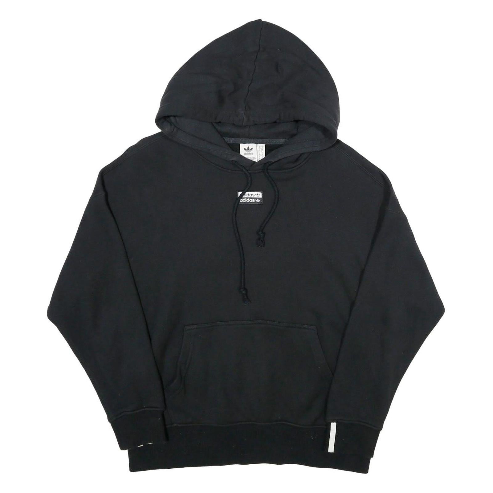 ADIDAS Womens Black Hoodie UK 10 Cotton Casual Pullover Drawstring