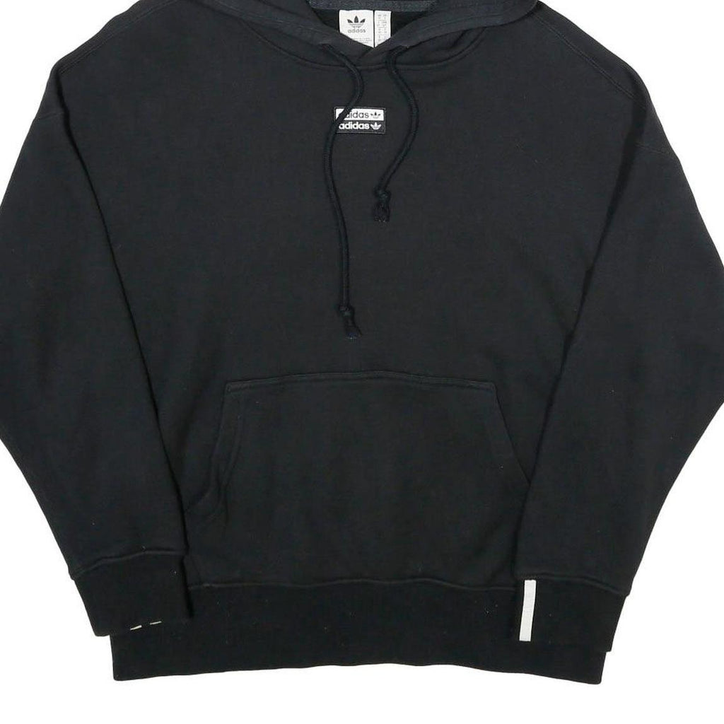 ADIDAS Womens Black Hoodie UK 10 Cotton Casual Pullover Drawstring