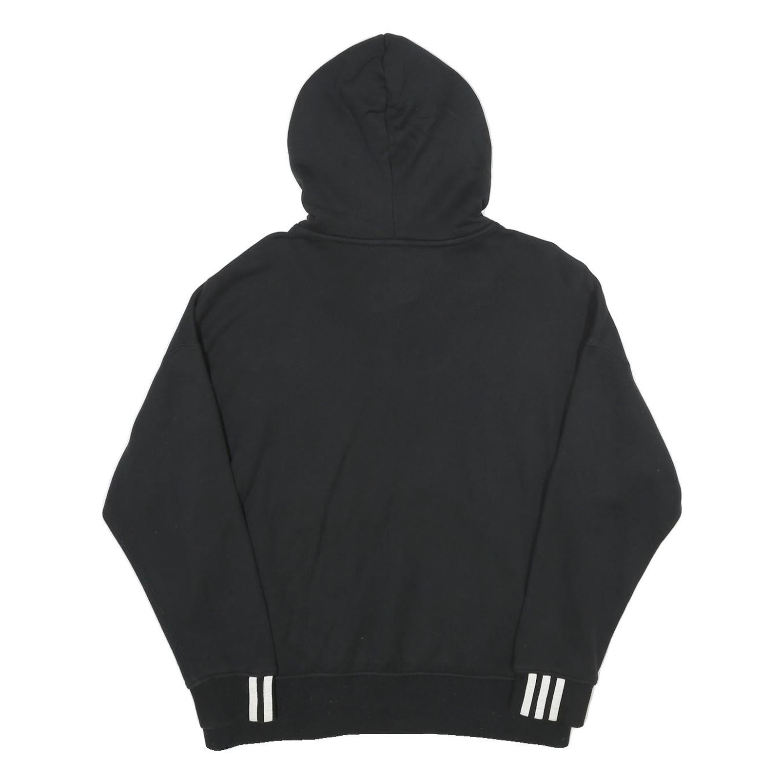 ADIDAS Womens Black Hoodie UK 10 Cotton Casual Pullover Drawstring