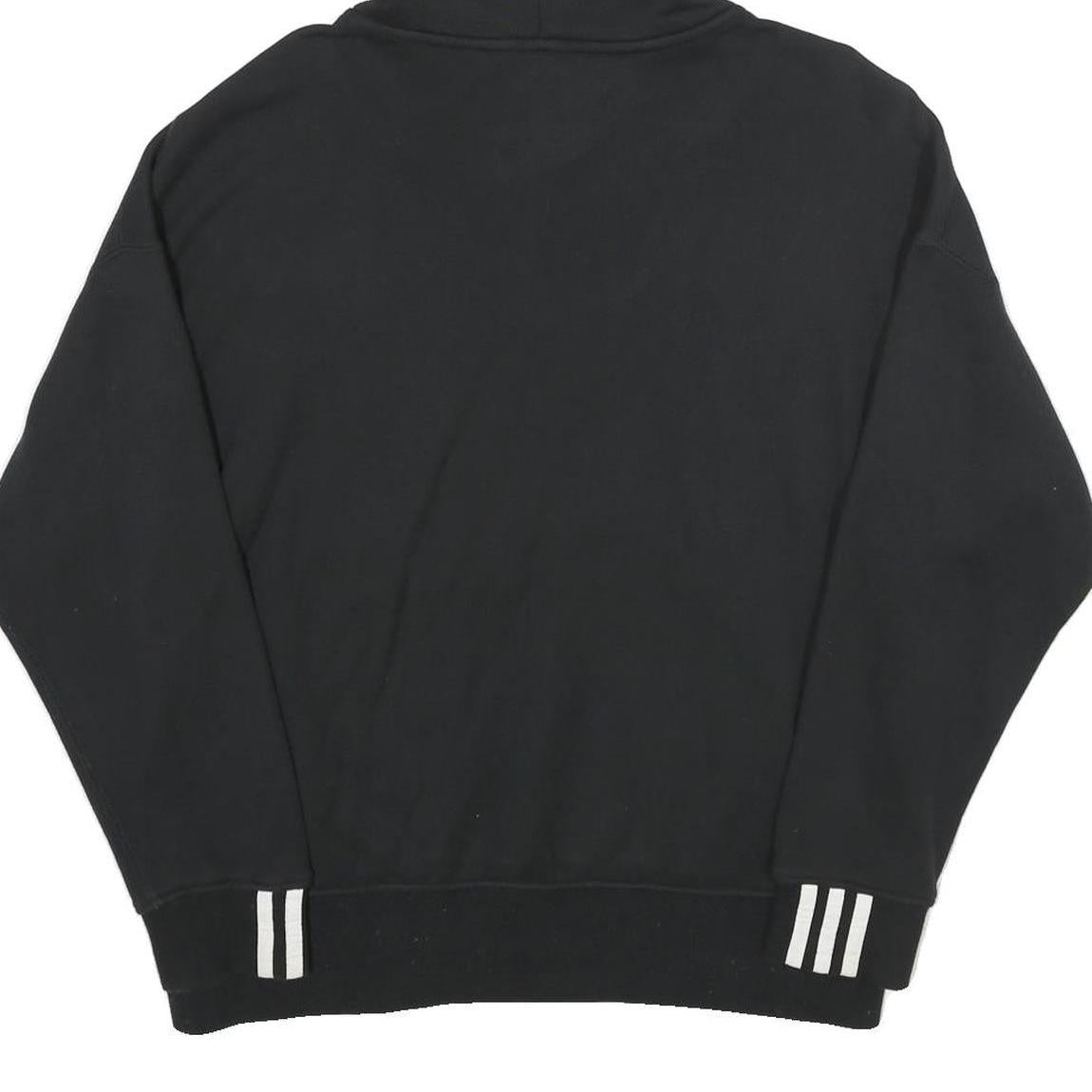 ADIDAS Womens Black Hoodie UK 10 Cotton Casual Pullover Drawstring