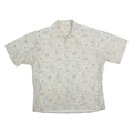 CAMPIA MODA Mens White & Grey Floral Pattern Shirt XL Cotton Casual Summer