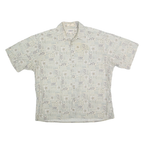 CAMPIA MODA Mens White & Grey Floral Pattern Shirt XL Cotton Casual Summer