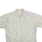CAMPIA MODA Mens White & Grey Floral Pattern Shirt XL Cotton Casual Summer