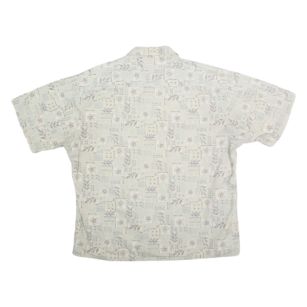 CAMPIA MODA Mens White & Grey Floral Pattern Shirt XL Cotton Casual Summer