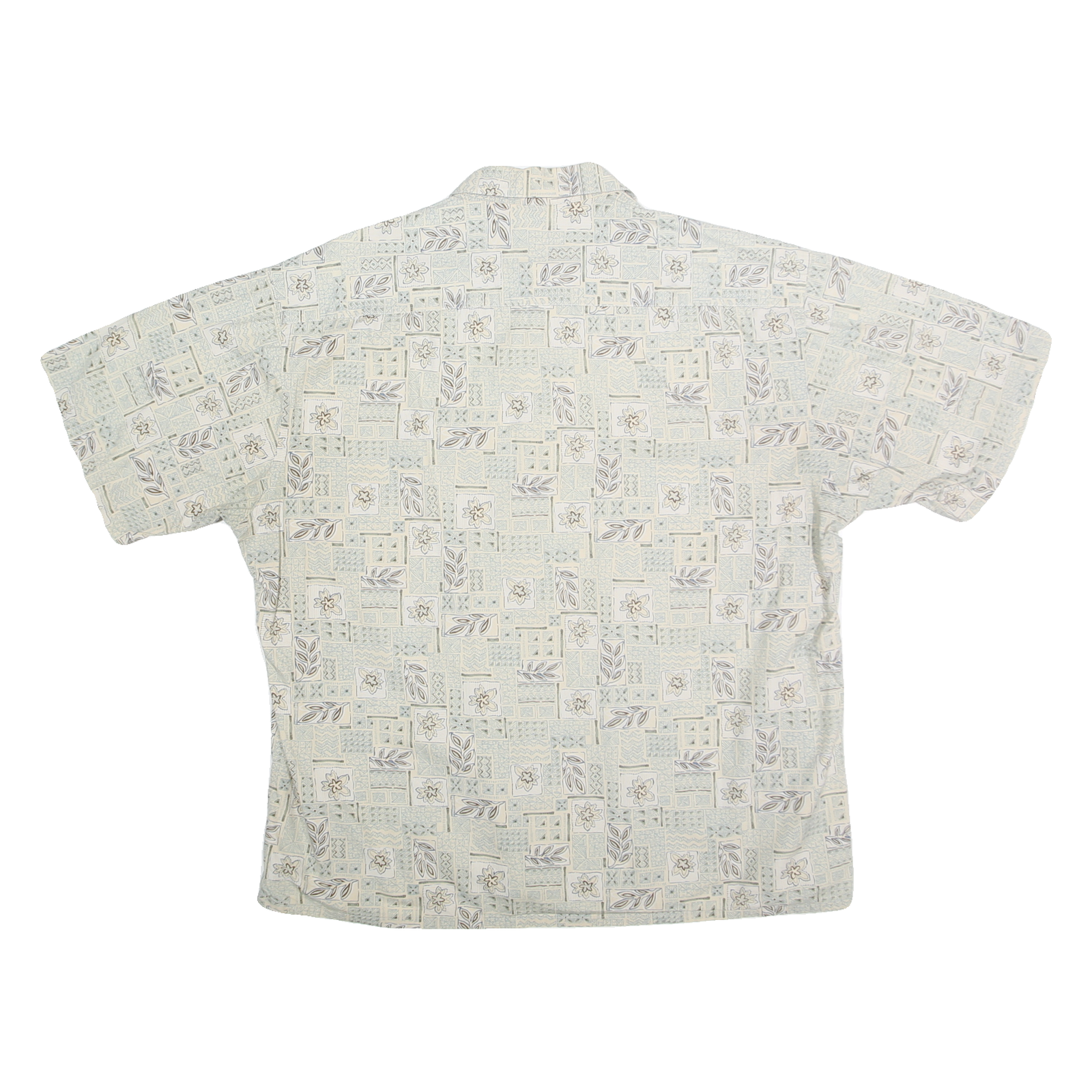 CAMPIA MODA Mens White & Grey Floral Pattern Shirt XL Cotton Casual Summer