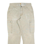 CARHARTT Mens Relaxed Fit Beige Cargo Trousers W32 L30 Cotton Blend Zip Closure