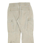 CARHARTT Mens Relaxed Fit Beige Cargo Trousers W32 L30 Cotton Blend Zip Closure