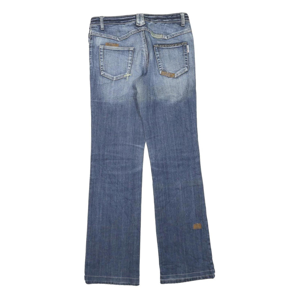 YARRTER Womens Blue Regular Fit Straight Denim W30 L32 Zip Cotton Blend Casual