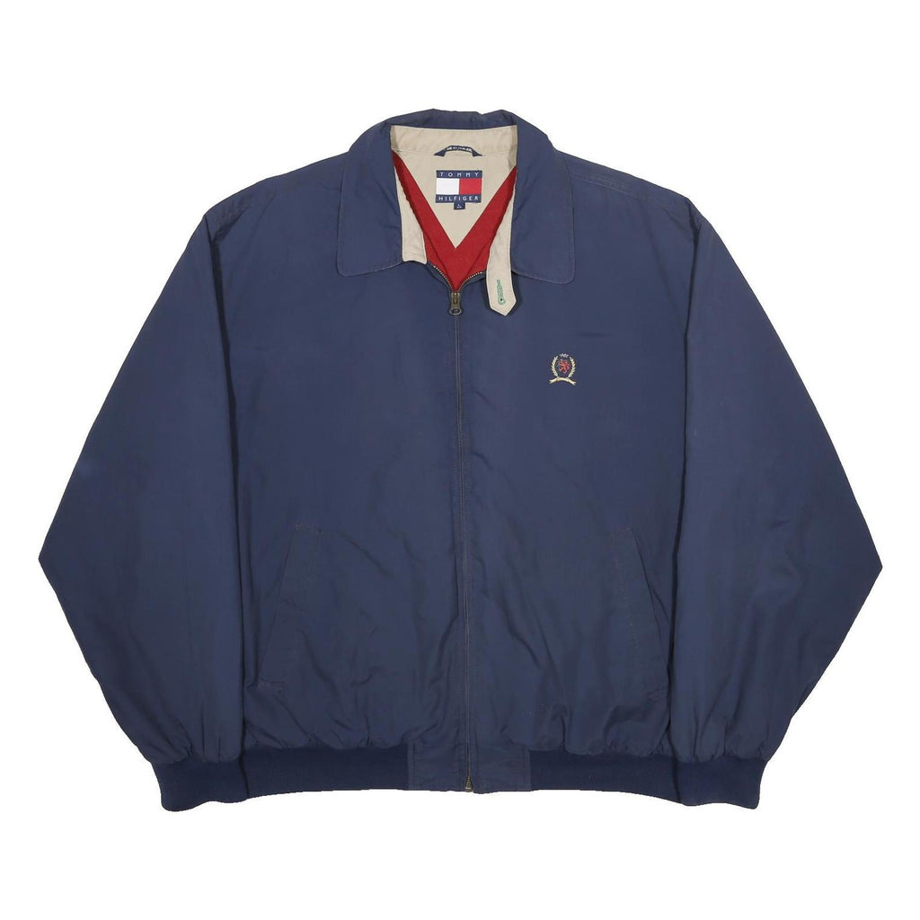 TOMMY HILFIGER Mens Navy Blue Jacket L Polyester Zip Regular Fit Casual Fashion