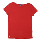 RALPH LAUREN SPORT Womens Red Basic Top Short Sleeve Crew Neck L Cotton Blend