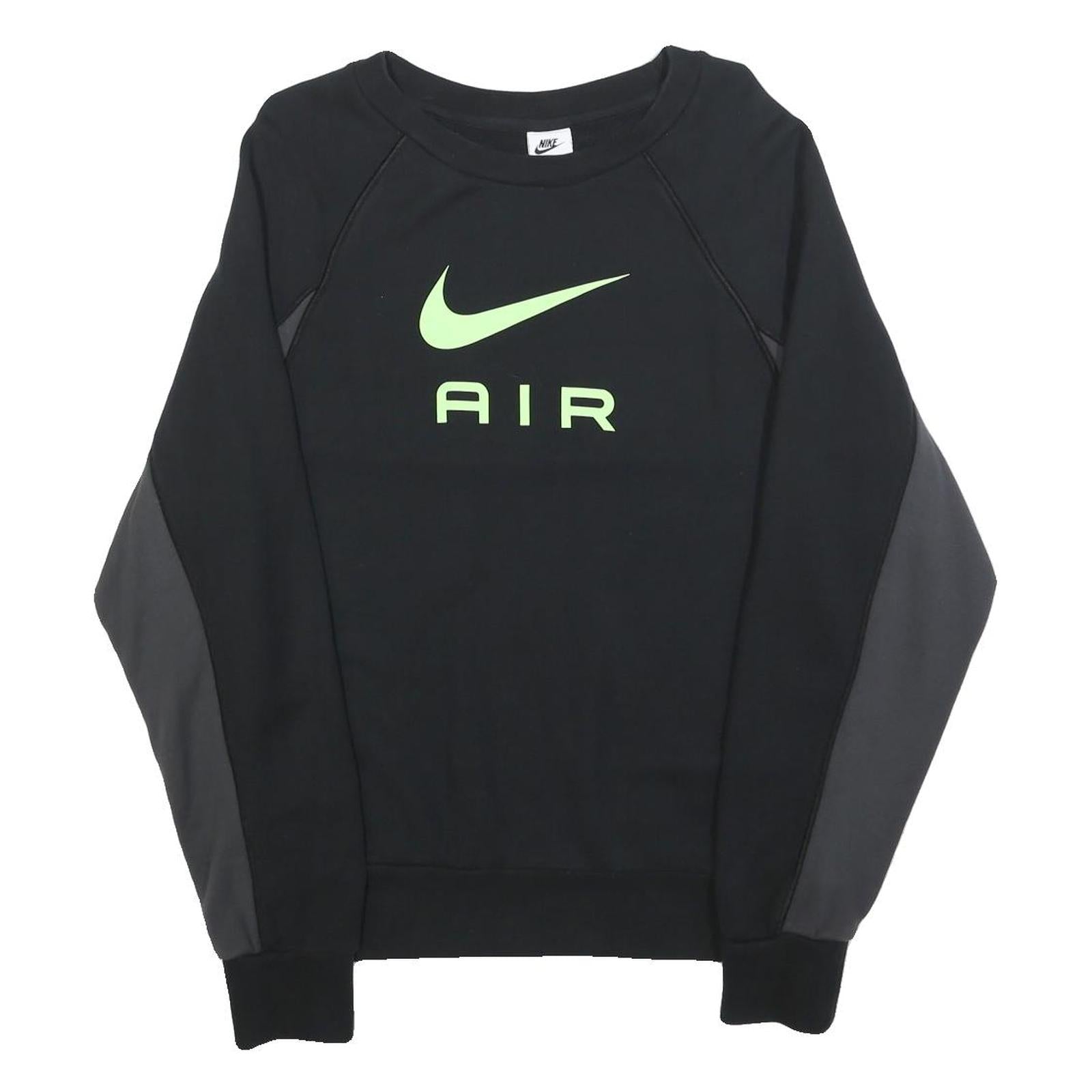 NIKE Mens Black Sweatshirt S Crew Neck Cotton Blend Nike Air Logo Pullover