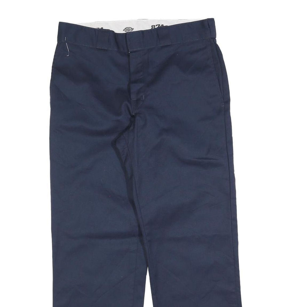 DICKIES Mens Cotton Blend Navy Regular Fit Straight Leg Trousers W32 L30