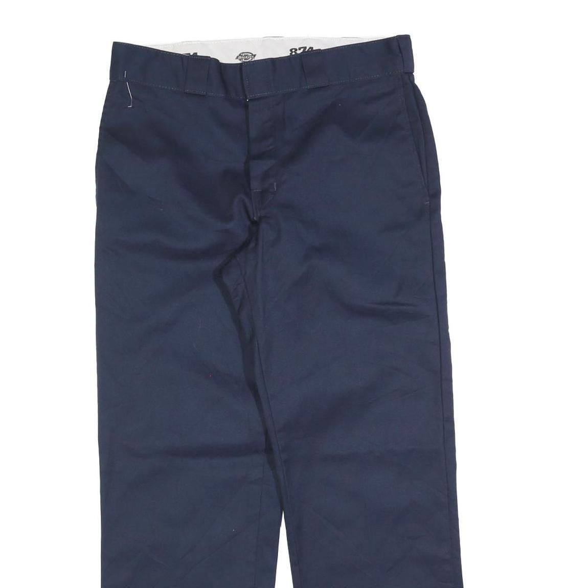 DICKIES Mens Cotton Blend Navy Regular Fit Straight Leg Trousers W32 L30