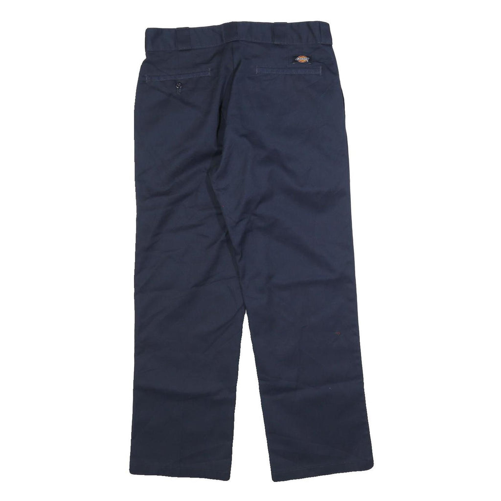 DICKIES Mens Cotton Blend Navy Regular Fit Straight Leg Trousers W32 L30