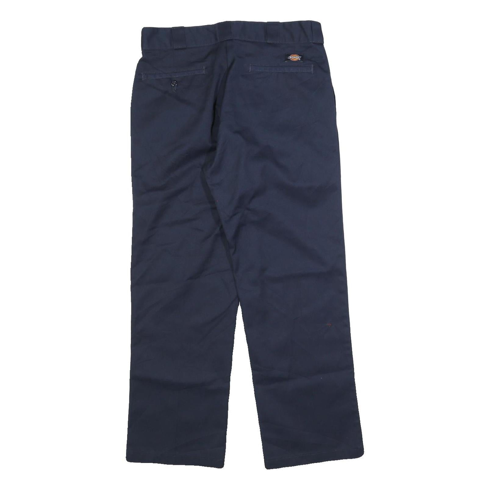 DICKIES Mens Cotton Blend Navy Regular Fit Straight Leg Trousers W32 L30
