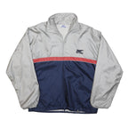 ASICS Mens Grey & Navy Blue Red Panel Half Zip Polyester Jacket XL Sportswear