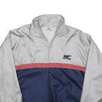 ASICS Mens Grey & Navy Blue Red Panel Half Zip Polyester Jacket XL Sportswear