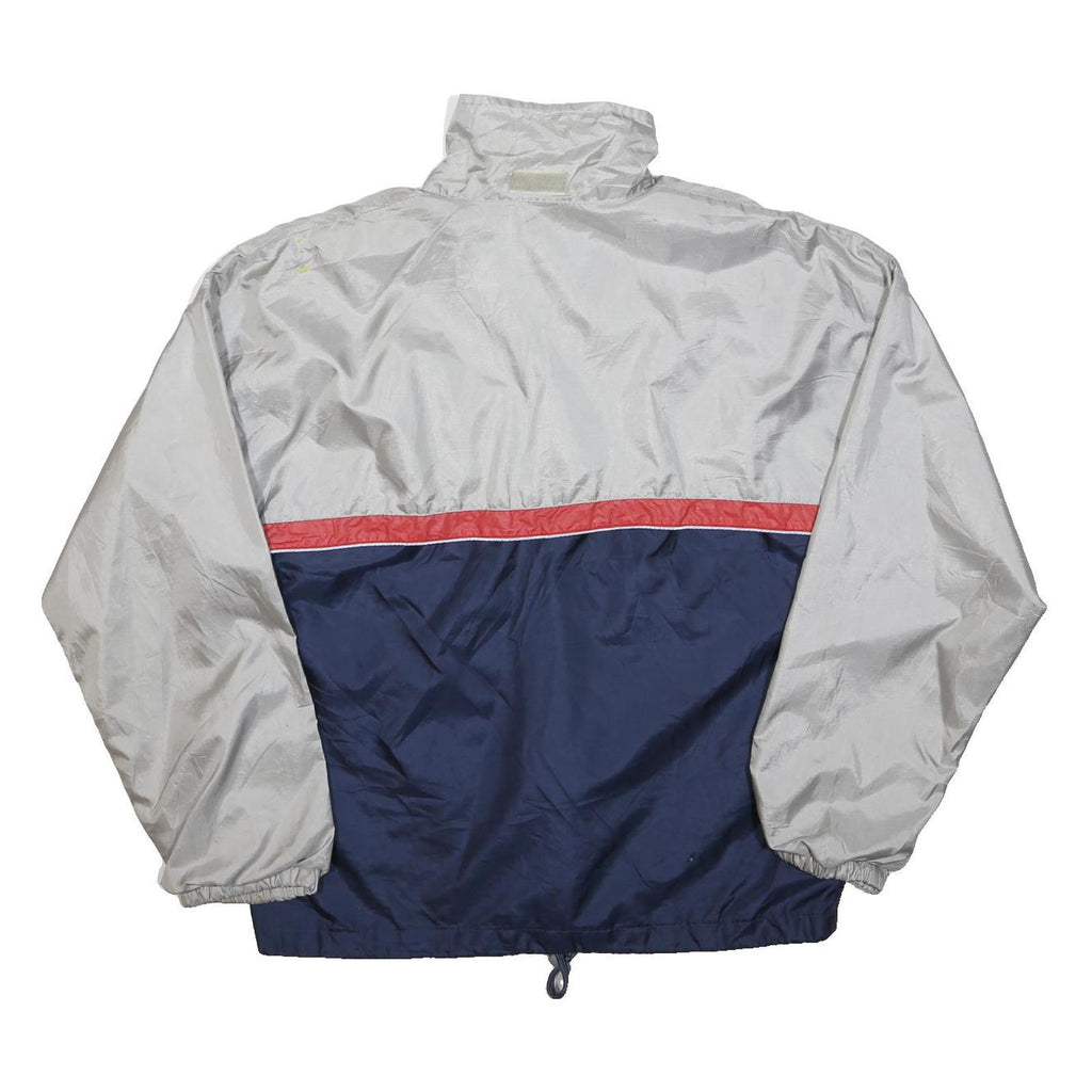 ASICS Mens Grey & Navy Blue Red Panel Half Zip Polyester Jacket XL Sportswear
